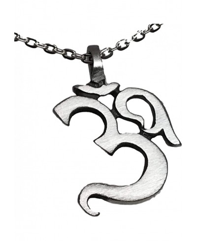 Pewter Ohm Om Yoga Buddha Namaste High Polish Pendant on 3mm Cable Link Chain $9.32 Pendants & Coins