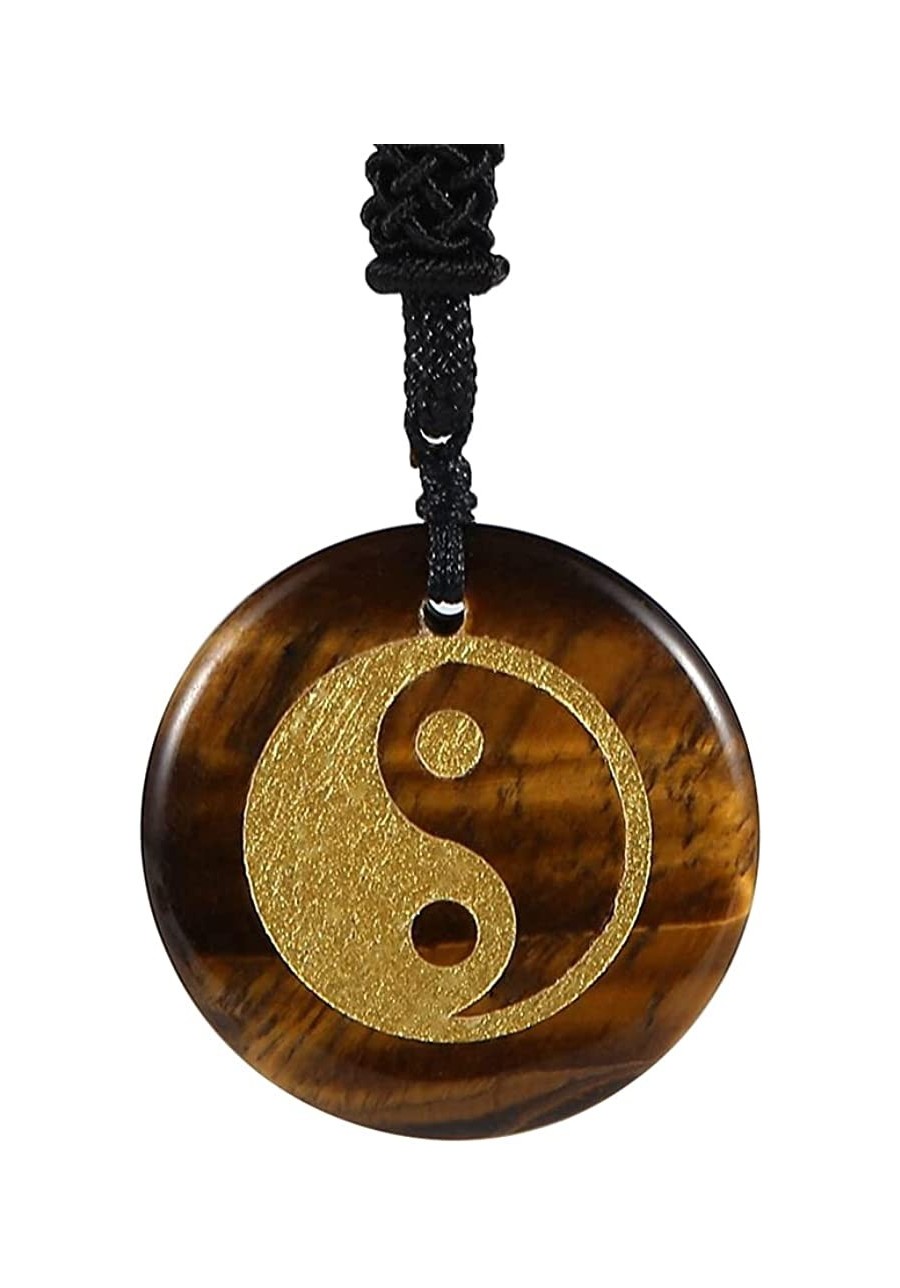 Natural Gemstone Men Women Charm Necklace Engrave Taoist Taiji YinYang Fish Pattern Pendant Reiki Healing Crystal Jewelry $17...