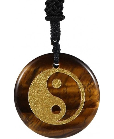 Natural Gemstone Men Women Charm Necklace Engrave Taoist Taiji YinYang Fish Pattern Pendant Reiki Healing Crystal Jewelry $17...