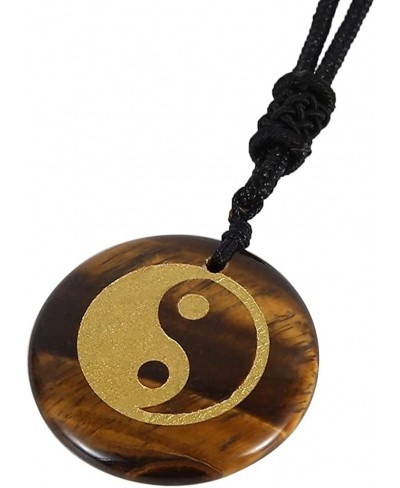 Natural Gemstone Men Women Charm Necklace Engrave Taoist Taiji YinYang Fish Pattern Pendant Reiki Healing Crystal Jewelry $17...