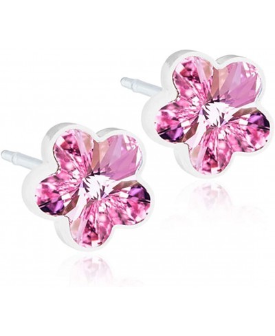 Medical Plastic Earrings with 6 mm Swarovski Flower Crystal - Hypoallergenic for Sensitive Ears $43.08 Stud