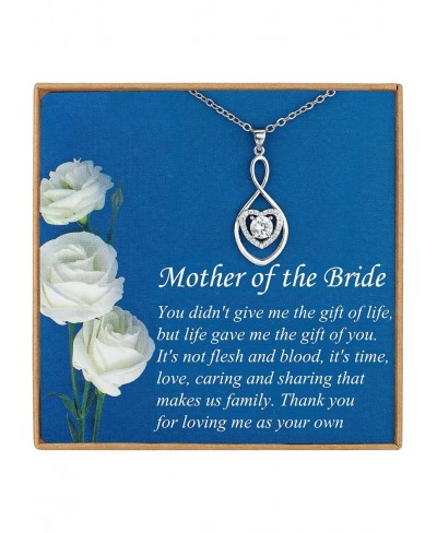 Mother of the Bride Gifts from Groom Mother in Law Gifts from Son in Law Bonus Mom Necklace Gifts Infinity Heart Silver Neckl...