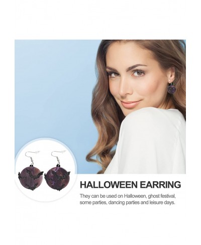 2pcs Halloween Bat Earrings Glitter Long Dangle Hook Earrings Party Festival Jewellery Gift for Women Girls Purple 3.5x3.5cm ...