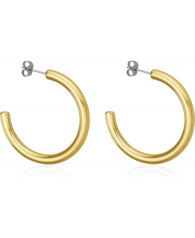 Hypoallergenic Earrings Large Long Weekend Hoops 40 MM Pure Titanium Thick Hoops in Gold $40.16 Hoop