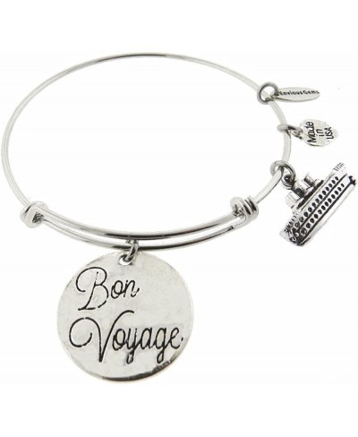 Bon Voyage Cruise Ship Silver Tone Expandable Wire Bracelet $22.48 Stretch