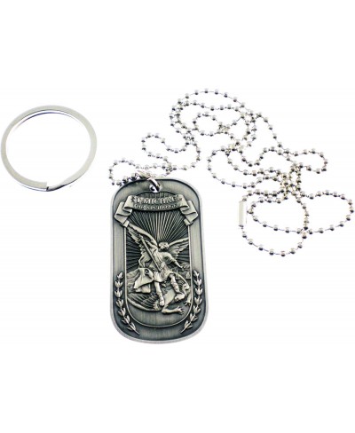 Christian Christ Religion Jesus St Michael Archangel Double Sided Pewter Logo Symbols - All Metal Military Dog Tag Luggage Ta...