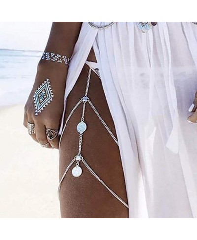 Layer Sexy Leg Body Chains Coin Thigh Chains Beach Body Jewelry for Women and Girls (Ancient silver) $11.01 Body Chains