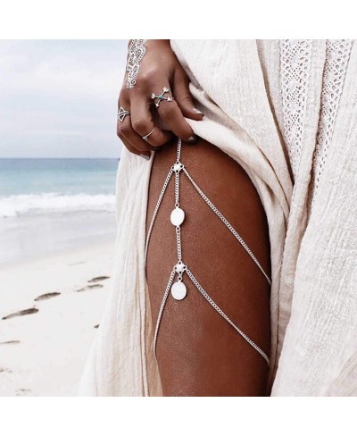 Layer Sexy Leg Body Chains Coin Thigh Chains Beach Body Jewelry for Women and Girls (Ancient silver) $11.01 Body Chains