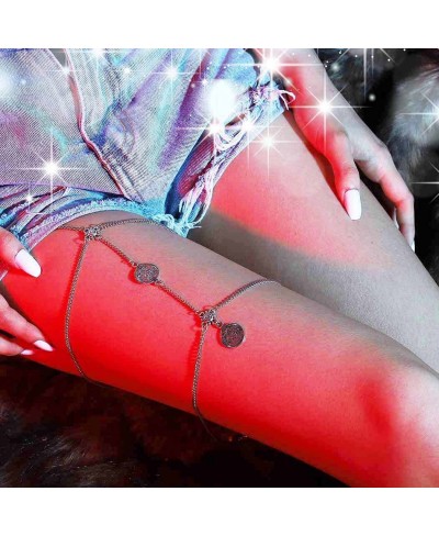 Layer Sexy Leg Body Chains Coin Thigh Chains Beach Body Jewelry for Women and Girls (Ancient silver) $11.01 Body Chains