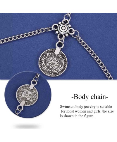 Layer Sexy Leg Body Chains Coin Thigh Chains Beach Body Jewelry for Women and Girls (Ancient silver) $11.01 Body Chains