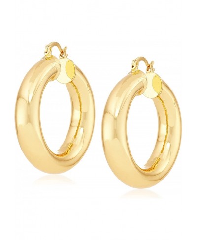 18k Gold Filled Thick Hoop Earrings (45mm) $62.47 Hoop