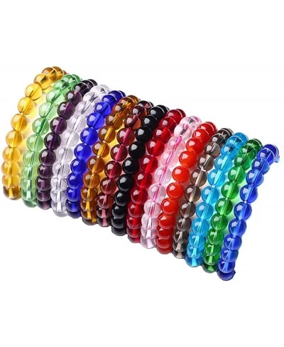 15Pcs 8mm Beaded Stretch Bracelet Handmade Round Glass Bracelet for Women Girl Multicolor Matte Beads Elastic Bracelet Shinin...
