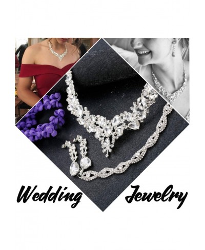 Crystal Bridal Jewelry Set for Women Rhinestone Necklace Earrings Bracelet Wedding Bridesmaid $15.26 Jewelry Sets