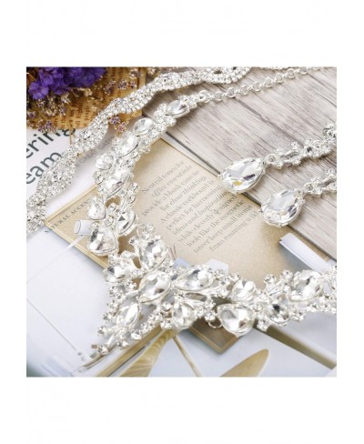 Crystal Bridal Jewelry Set for Women Rhinestone Necklace Earrings Bracelet Wedding Bridesmaid $15.26 Jewelry Sets