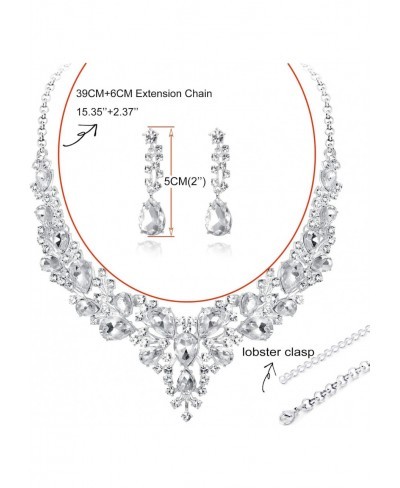 Crystal Bridal Jewelry Set for Women Rhinestone Necklace Earrings Bracelet Wedding Bridesmaid $15.26 Jewelry Sets