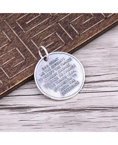 Vintage Solid 925 Sterling Silver Round Medallion Coin Pendant Necklace Bible Verse Praying Hands Necklace for Men Women 50cm...