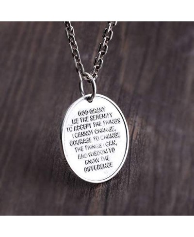 Vintage Solid 925 Sterling Silver Round Medallion Coin Pendant Necklace Bible Verse Praying Hands Necklace for Men Women 50cm...