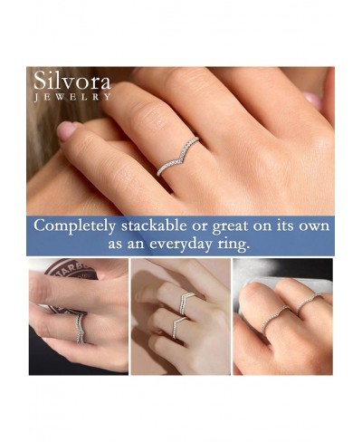 Sterling Silver Stacking Wishbone Rings for Women Teen Girls Wedding Band Jewelry with Delicate Gift Packaging Customizable $...