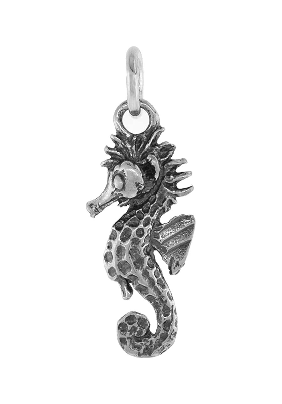 7/8 inch Sterling Silver Seahorse Necklace Diamond-Cut Oxidized finish available with or without chain $27.33 Pendants & Coins