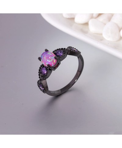 18K Gold Plated Opal Ring-White Fire Opal & Amethyst & Cubic Zirconia Women Jewelry Gemstone Engagement Anniversary Ring Size...