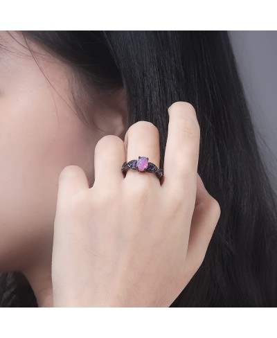 18K Gold Plated Opal Ring-White Fire Opal & Amethyst & Cubic Zirconia Women Jewelry Gemstone Engagement Anniversary Ring Size...