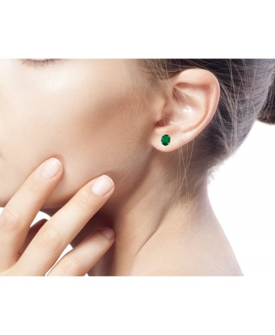 .925 Sterling Silver and Green Heat-Treated Onyx Button Earrings India Green' $41.22 Stud