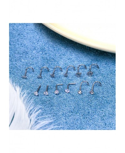 20G Nose Rings with Across Top Nose Chain Surgical Steel Nose Studs Nostril Rings Chains Nose Piercing Jewelry for Women Men ...