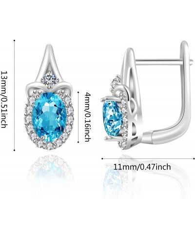 Huggie Hoop Earrings for Women Dainty Crown Blue Zircon S925 Sterling Silver Small Hoop Earrings for Party Prom Formal Occasi...