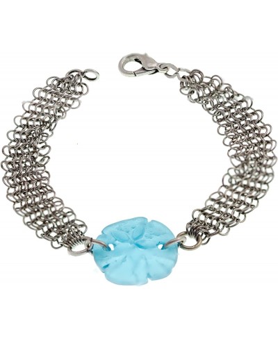 Sand Dollar Sea Glass and Mesh Bracelet 7.5 $32.82 Link