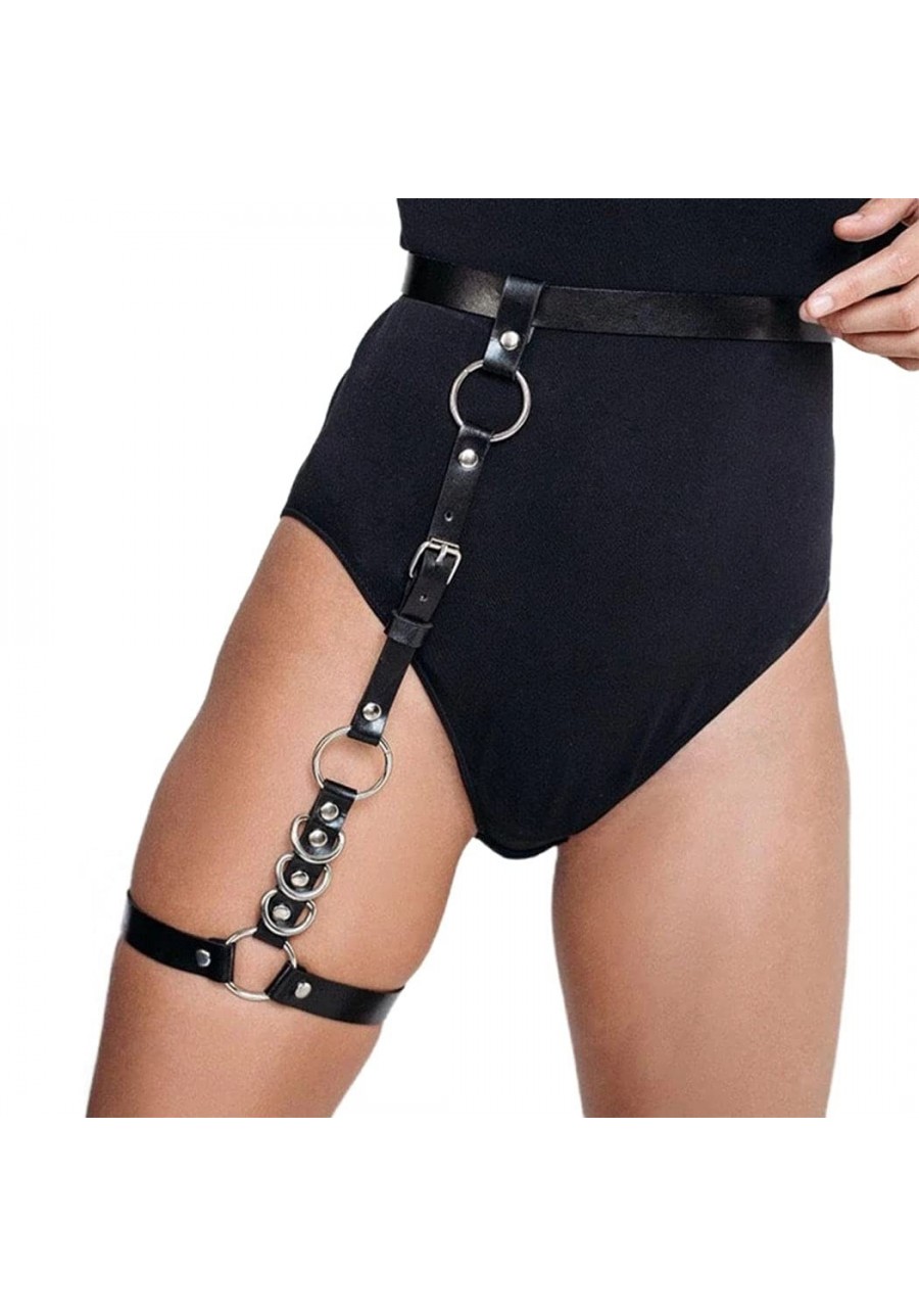 Punk Leg Chain Belt Leather Body Chain Black Thigh Chain Party Body Accessory Jewelry for Women and Girls (1) $16.09 Body Chains