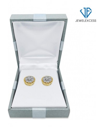 White Diamond Earrings for Women (8.63mm) – 1/10 CTW White Diamond Cluster Earrings – Real Diamond Studs Hypoallergenic Sterl...