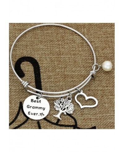Grandma Bracelet Grandmother Bracelet for Women Engraved Best Grammy Ever Bangle Charm Bracelets Grandma Gifts from Granddaug...