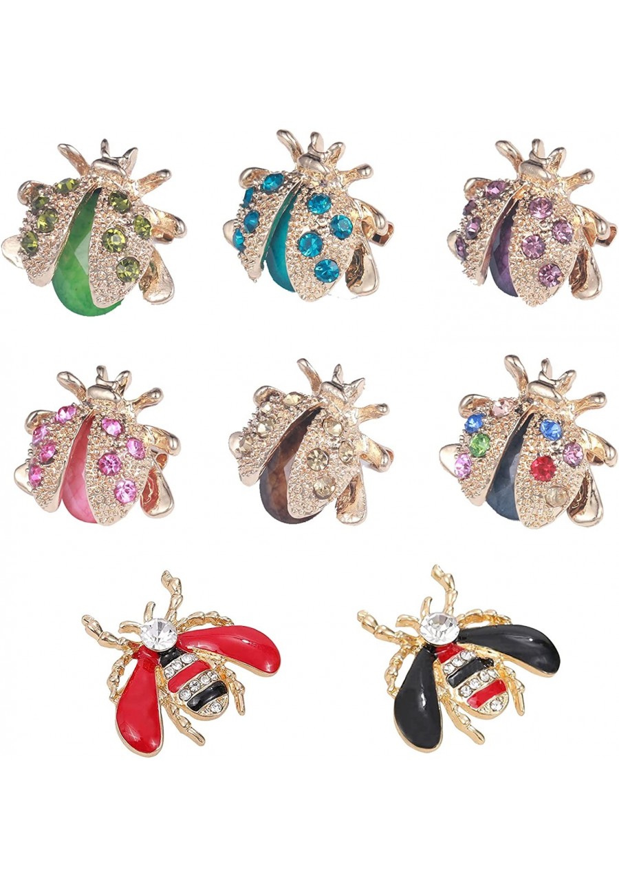 8PCS Lovely Insects Brooch Pins Ladybugs Rhinestone Animal Brooch for Women Decoration $15.31 Brooches & Pins