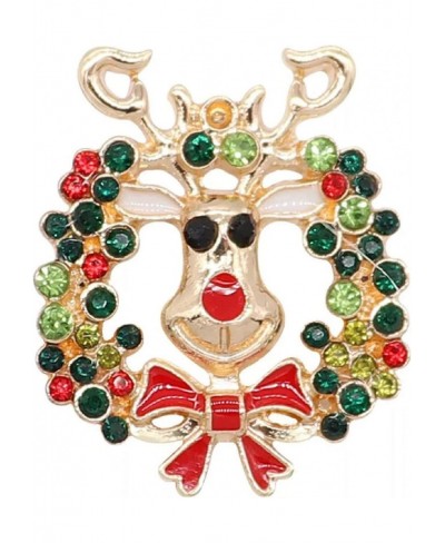 Christmas Gold Wreath with Rudolf The Reindeer Face Rhinestone Snap Jewelry Charm $9.67 Charms & Charm Bracelets