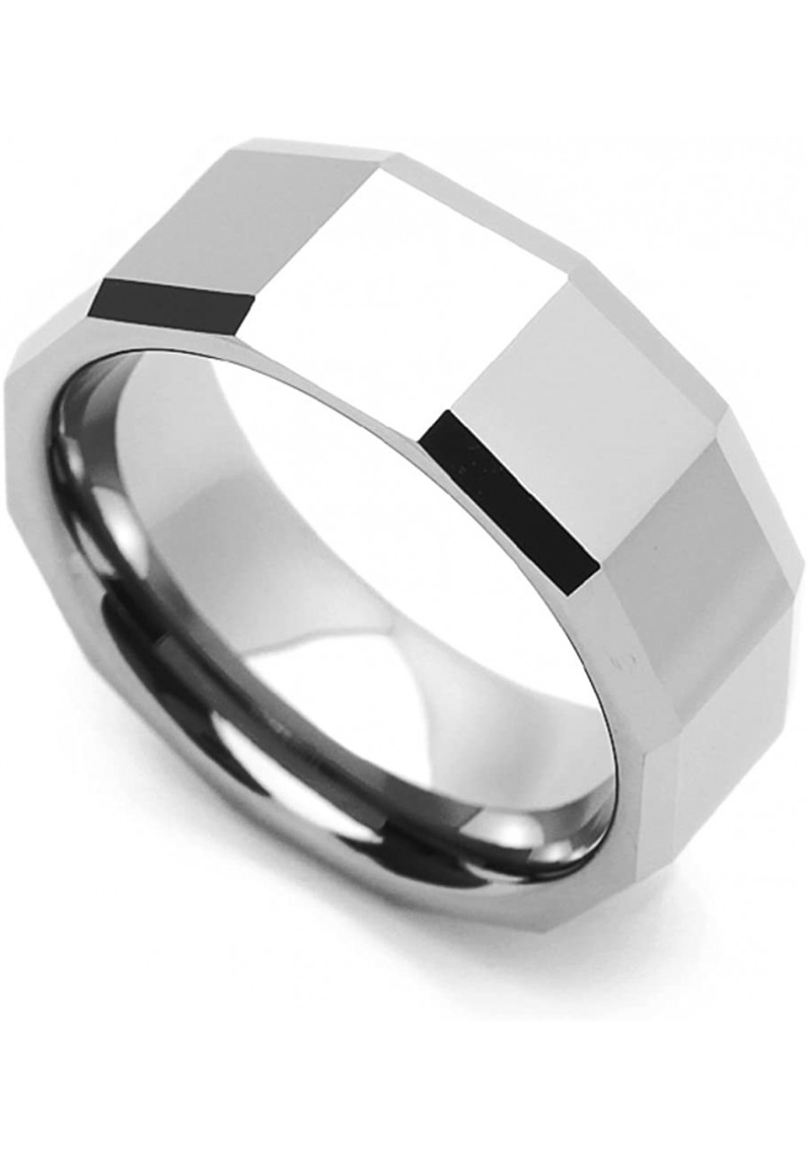 8MM Comfort Fit Tungsten Carbide Wedding Band Square Faceted Ring (7 to 14) $18.98 Wedding Bands