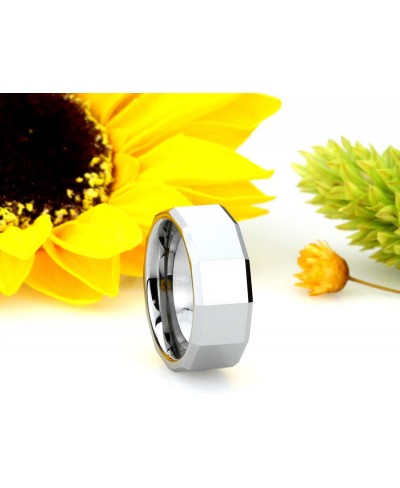 8MM Comfort Fit Tungsten Carbide Wedding Band Square Faceted Ring (7 to 14) $18.98 Wedding Bands