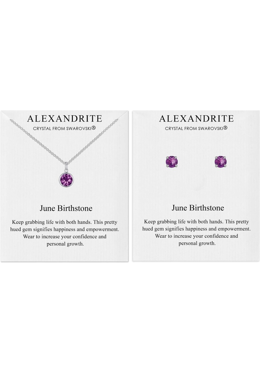 June (Alexandrite) Birthstone Necklace & Earrings Set Created with Crystals $20.50 Jewelry Sets