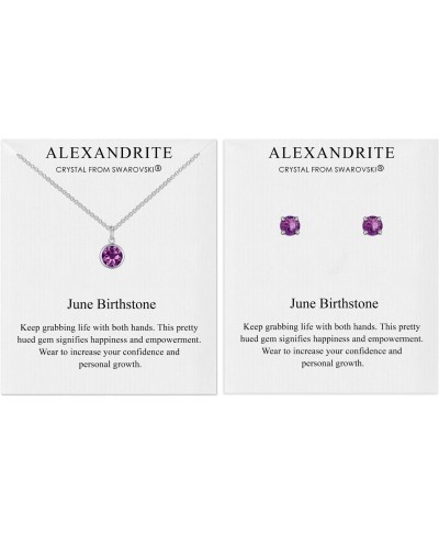 June (Alexandrite) Birthstone Necklace & Earrings Set Created with Crystals $20.50 Jewelry Sets