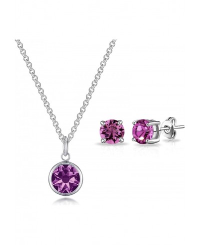 June (Alexandrite) Birthstone Necklace & Earrings Set Created with Crystals $20.50 Jewelry Sets