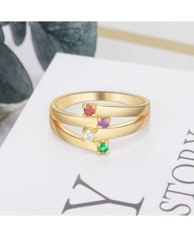 Personalized Mothers Ring Customized Name Rings for Mother with 4 Birthstones Family Name Rings for Grandmother $27.63 Statement