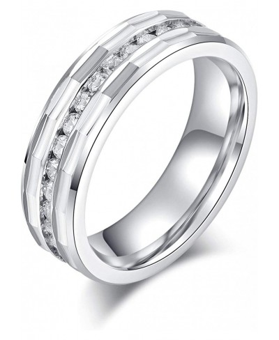 Comfort Fit Solid Sterling Silver 6mm Simulated Diamond Full Eternity Ring Patterned Wedding Band $45.80 Wedding Bands