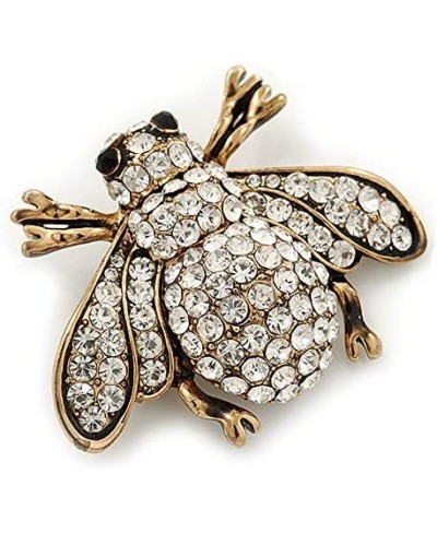 Swarovski Crystal Bee Brooch (Burn Gold Metal) - 4.5cm Length $16.60 Brooches & Pins