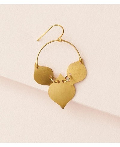 Handcrafted Gold Leaf Drop Earrings for Women Gold Leaf Charms on Hoop $34.00 Hoop