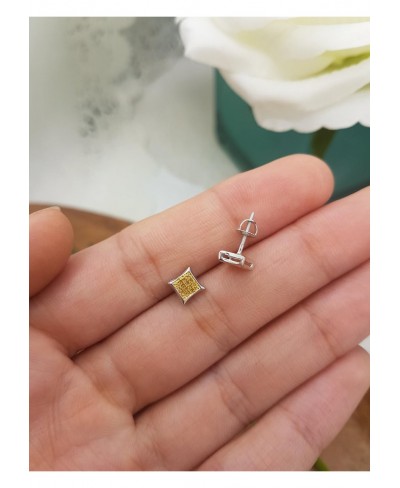 0.10 Carat (ctw) Yellow Round Diamond Micro Pave Setting Kite Shape Stud Earrings 1/10 CT $43.12 Stud