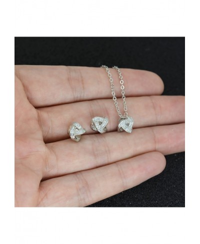 Knot Cubic Zirconia Pendant Necklace and Stud Earrings Set Shinning CZ Stone for Women Girls $10.36 Jewelry Sets