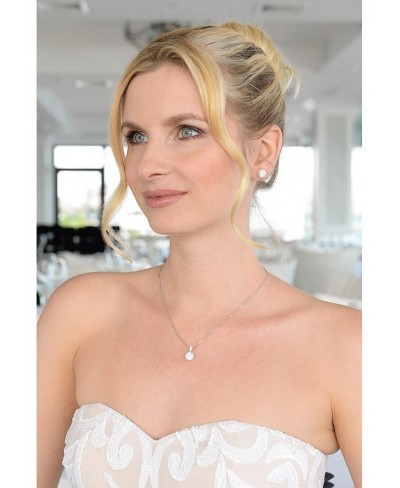 Necklace & Clip On Earrings Jewelry Set 10mm Cushion-Shaped Pave Halos with Round CZ Solitaires $26.91 Jewelry Sets