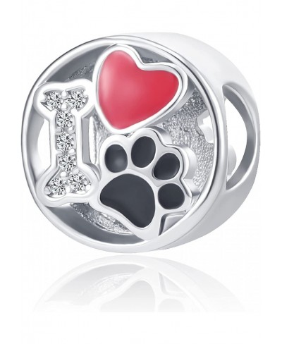 Love Dog Mom Charm Pet Paw Print Bone Crystal Charm Footprint Bead for Bracelet $8.71 Charms & Charm Bracelets