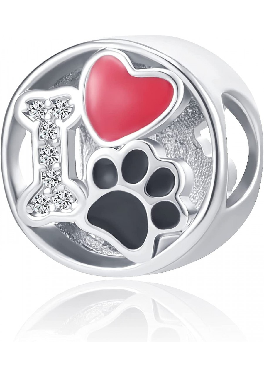 Love Dog Mom Charm Pet Paw Print Bone Crystal Charm Footprint Bead for Bracelet $8.71 Charms & Charm Bracelets