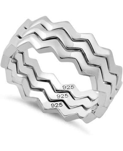 Sterling Silver 3 Zig Zag Band Ring - (Size 4-11) $34.05 Bands