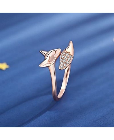 Fox Ring for Women Teen Girls Rose Gold Cute Animal Rings Fox Jewelry Gift for Her Girlfriend Wife $10.02 Statement